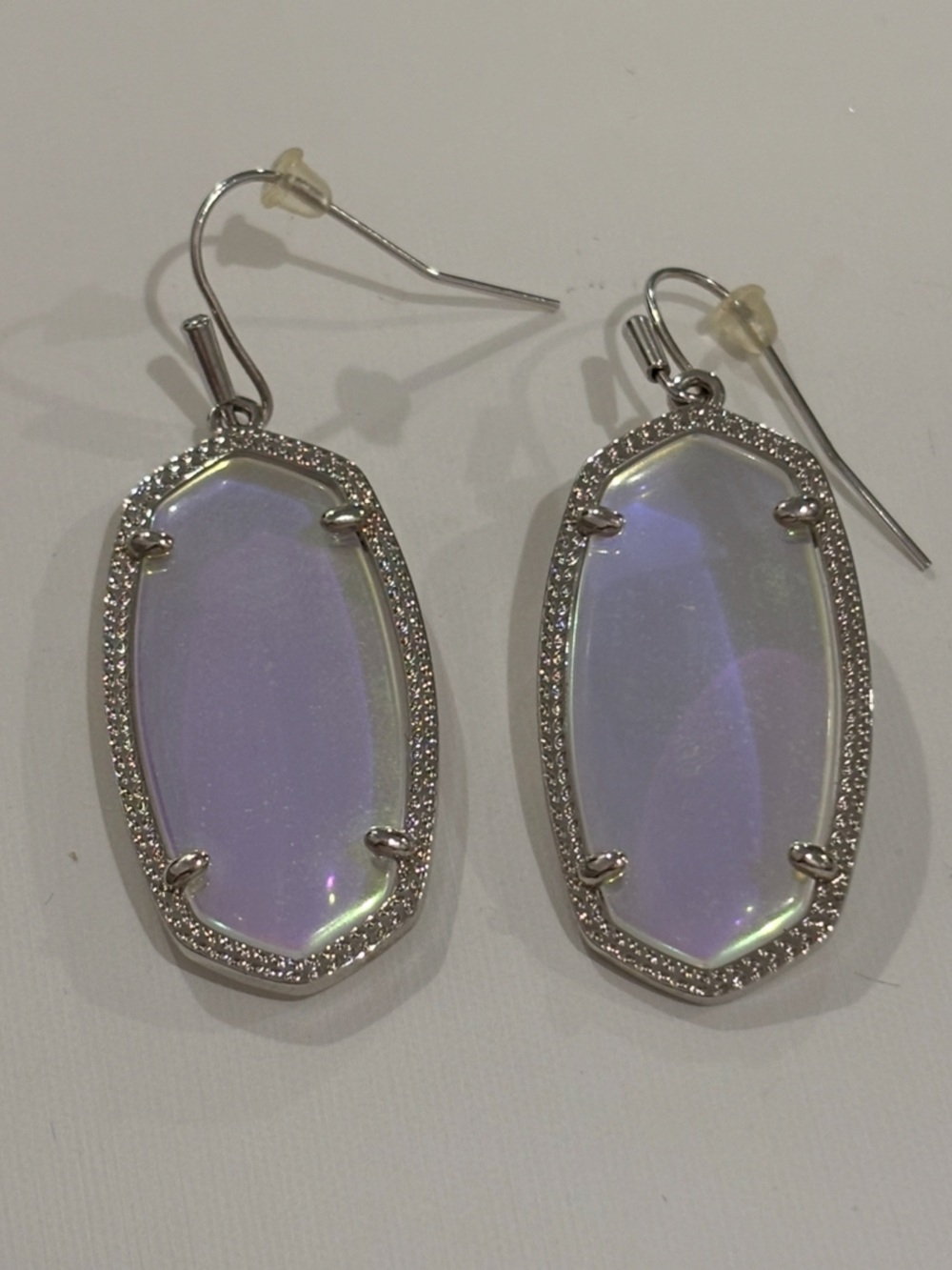 Kendra Scott Elle Earrings in Dichroic Glass, Rhodium Plated - Picture 5 of 5